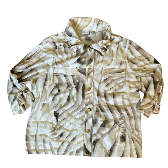 Zenergy by Chico’s lightweight jacket on soft gold design size 3 - Picture 7 of 13